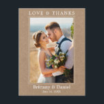 Modern Simple Love Thanks Photo Wedding Kraft Postcard<br><div class="desc">Modern Minimalist Simple Best Day Ever Wedding Bride and Groom Photo Kraft Thank You Postcard</div>