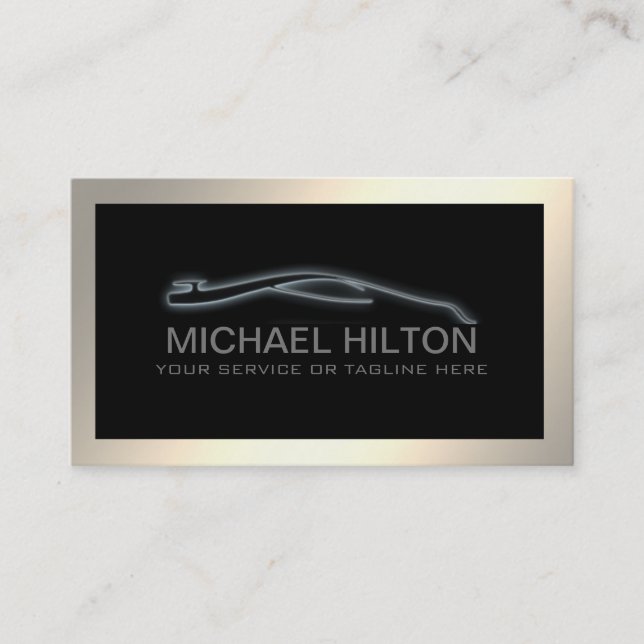 Modern simple luxury powerful car outline gold business card (Front)