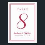 Modern Simple Magenta Red Wedding Custom Trendy Table Number<br><div class="desc">A template for any number this simple, minimalist and elegant Wedding Table Number design features a contemporary design with a double frame border in trendy magenta red on a crisp white background. Chic design provides timeless yet modern sophistication. Personalise wedding table design with your name, wedding date and table number...</div>