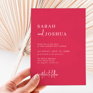 Modern Simple Magenta Script Summer Wedding  Invitation