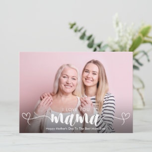 Modern Simple Mama Calligraphy Photo Mother's Day Card
