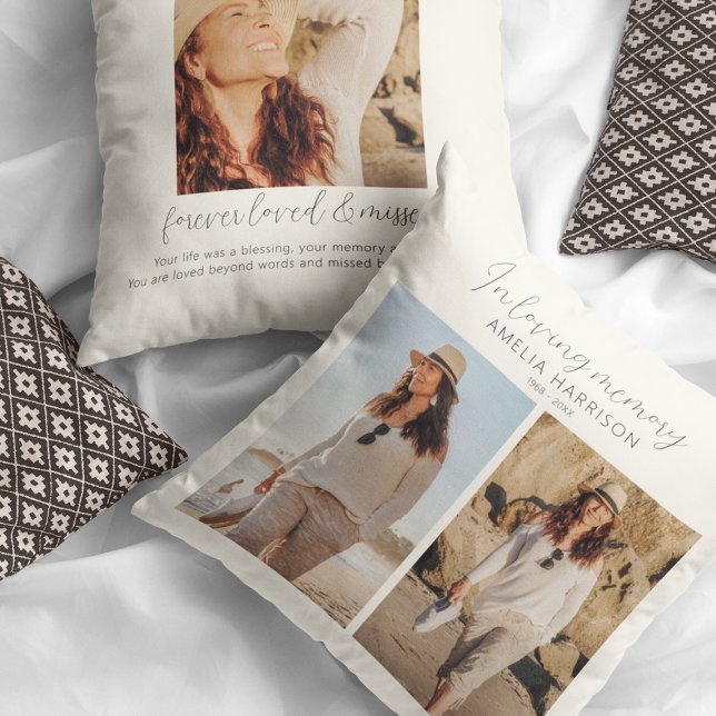 Modern & Simple Memorial Photo Collage Cushion (Creator Uploaded)