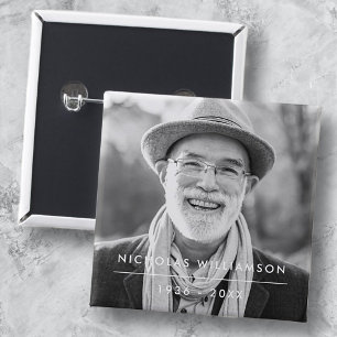 Modern Simple Memorial Remembrance Custom Photo 15 Cm Square Badge