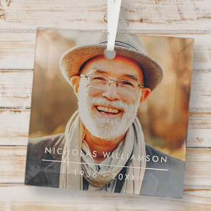Modern Simple Memorial Remembrance Custom Photo Glass Tree Decoration