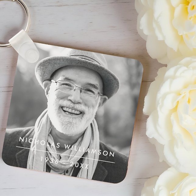 Modern Simple Memorial Remembrance Custom Photo Key Ring (Creator Uploaded)