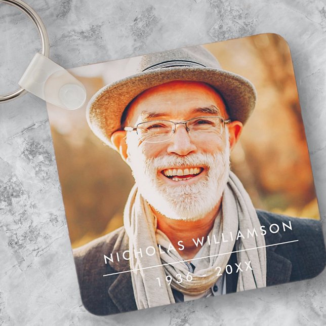 Modern Simple Memorial Remembrance Custom Photo Key Ring (Creator Uploaded)
