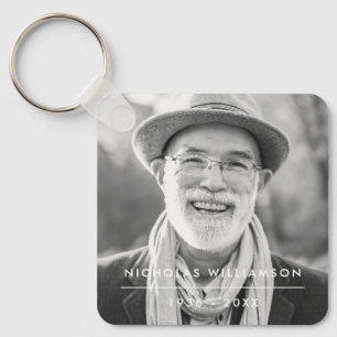 Modern Simple Memorial Remembrance Custom Photo Key Ring