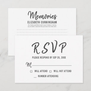 Modern Simple Memories Memorial Reply RSVP Card