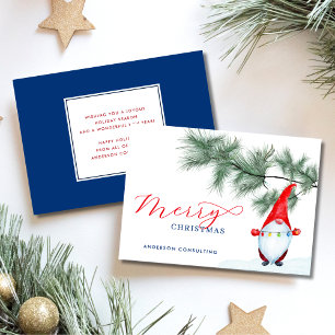 Modern Simple Merry Christmas Gnome Business Holiday Card