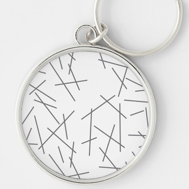 Modern, simple, messy graphic line pattern key ring (Front)