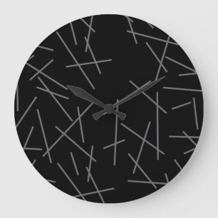 Modern, simple, messy graphic line pattern large clock