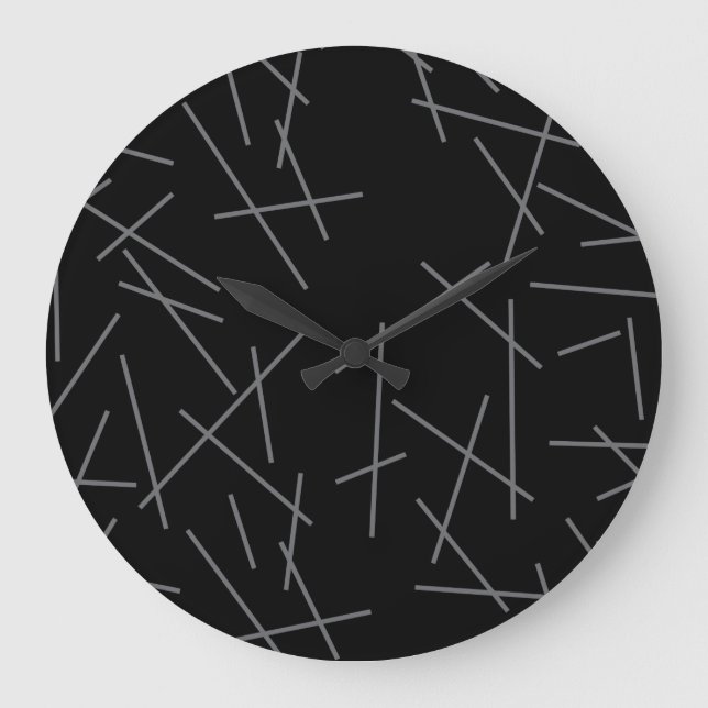 Modern, simple, messy graphic line pattern large clock (Front)