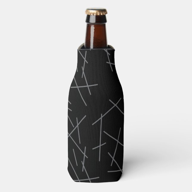 Modern, simple, messy, trendy graphic line pattern bottle cooler (Bottle Front)