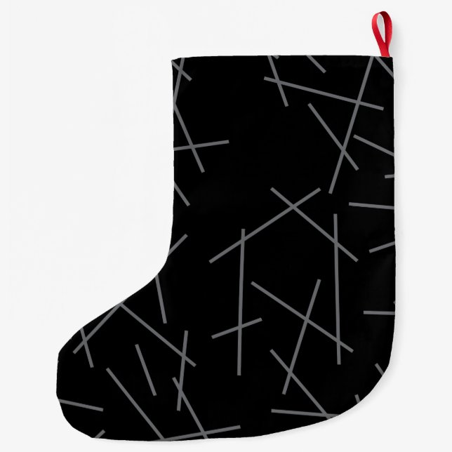 Modern, simple, messy, trendy graphic line pattern large christmas stocking (Back)