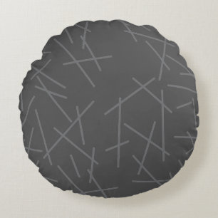 Modern, simple, messy, trendy graphic line pattern round cushion