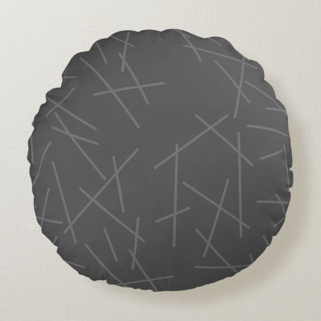 Modern, simple, messy, trendy graphic line pattern round cushion (Front)