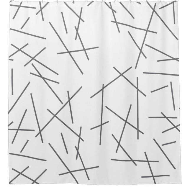 Modern, simple, messy, trendy graphic line pattern shower curtain (Front)