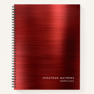 Modern Simple Metallic Brushed Red Notebook