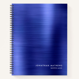 Modern Simple Metallic Brushed Royal Blue Notebook