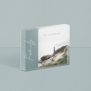 modern simple minimal blue photo family gift