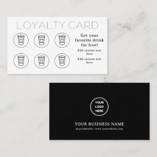 Modern Simple Minimal Coffee Cup Shop Café  Loyalty Card