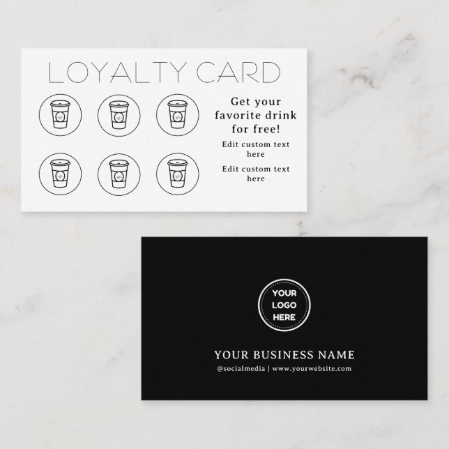 Modern Simple Minimal Coffee Cup Shop Café  Loyalty Card (Front/Back)