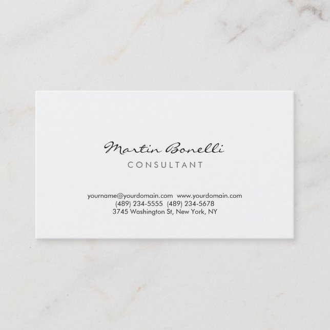 Modern Simple Minimal Consultant Business Card (Front)
