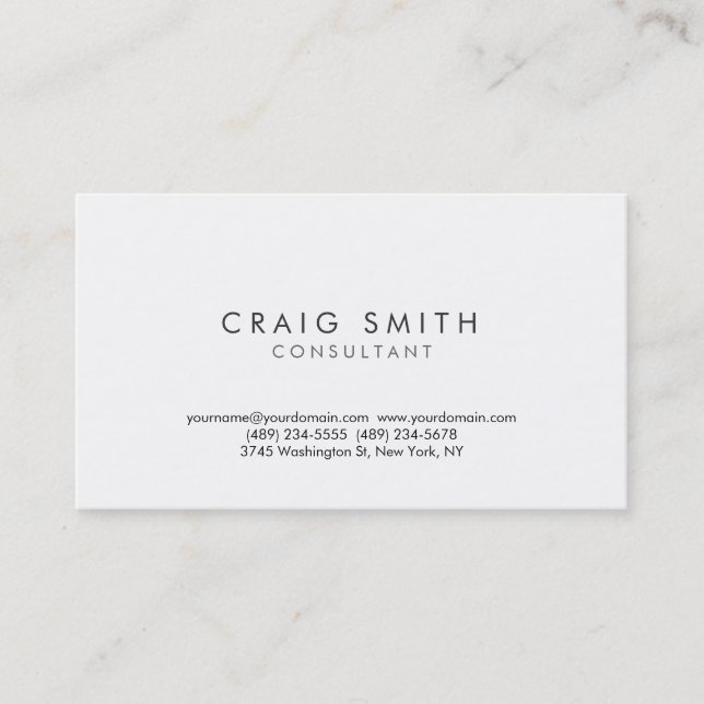 Modern Simple Minimal Consultant Business Card (Front)