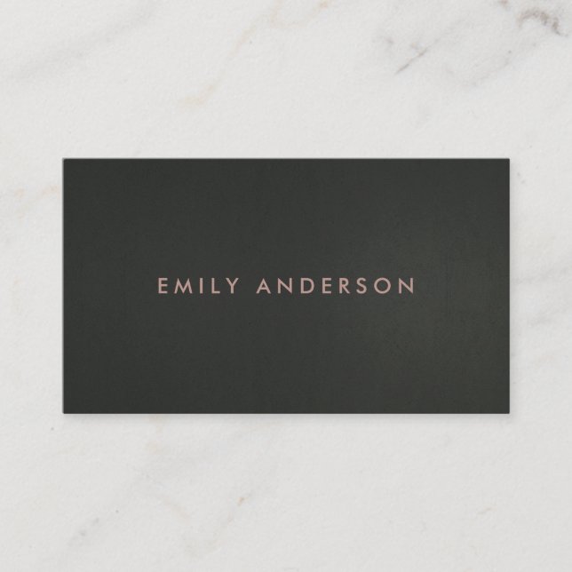 MODERN SIMPLE MINIMAL FAUX DARK SILVER GREY BLACK BUSINESS CARD (Front)