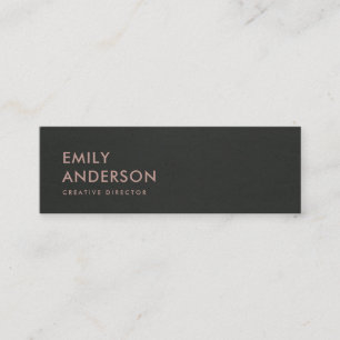 MODERN SIMPLE MINIMAL FAUX DARK SILVER GREY BLACK MINI BUSINESS CARD