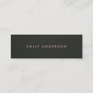 MODERN SIMPLE MINIMAL FAUX DARK SILVER GREY BLACK MINI BUSINESS CARD