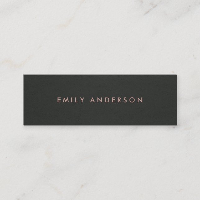 MODERN SIMPLE MINIMAL FAUX DARK SILVER GREY BLACK MINI BUSINESS CARD (Front)