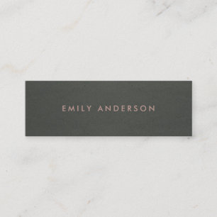 MODERN SIMPLE MINIMAL FAUX DARK SILVER GREY BLACK MINI BUSINESS CARD