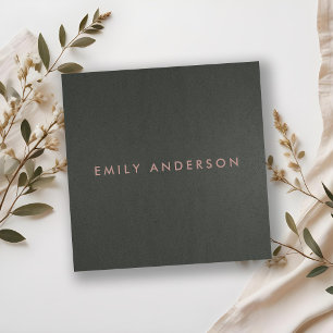 MODERN SIMPLE MINIMAL FAUX DARK SILVER GREY BLACK SQUARE BUSINESS CARD