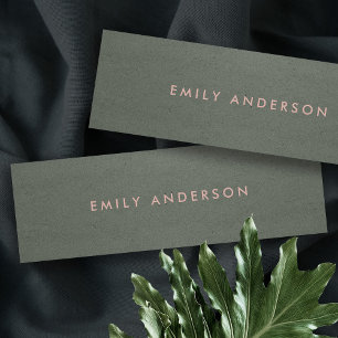 MODERN SIMPLE MINIMAL FAUX DARK SILVER STEEL GREY MINI BUSINESS CARD