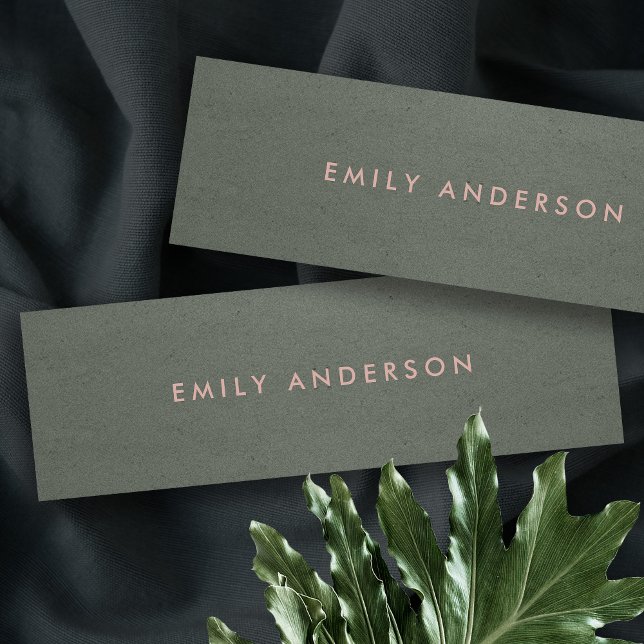 MODERN SIMPLE MINIMAL FAUX DARK SILVER STEEL GREY MINI BUSINESS CARD (Creator Uploaded)