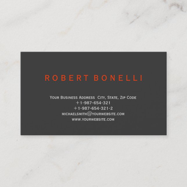 Modern Simple Minimal Grey Standard Business Card (Front)