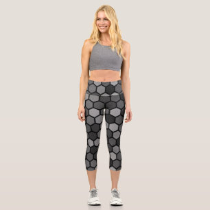 Modern simple minimal hexagonal geometric art capri leggings