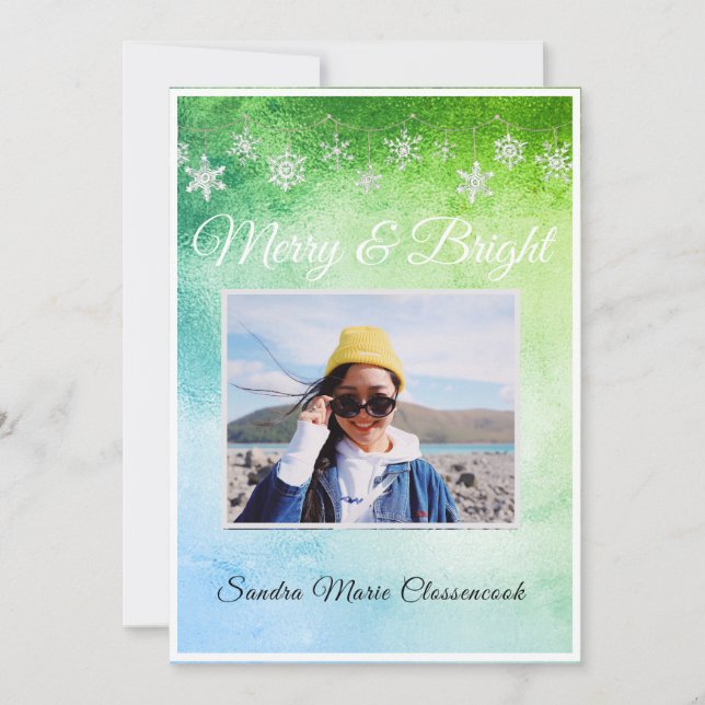 Modern Simple Minimal Metalic Green and Blue  (Front)