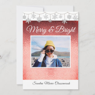 Modern Simple Minimal Metalic  Red Christmas  Anno Announcement