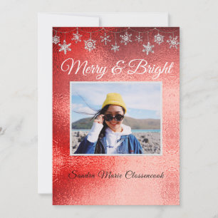 Modern Simple Minimal Metalic  Red Christmas  Announcement