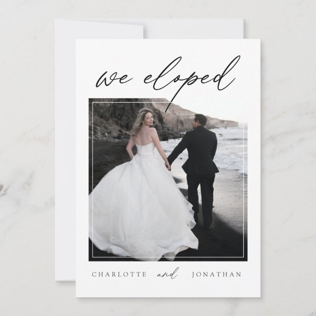 Modern Simple Minimal Photo Elopement Wedding Invitation (Back)