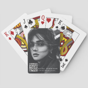 Modern Simple Minimal Photo QR Code Photography Playing Cards