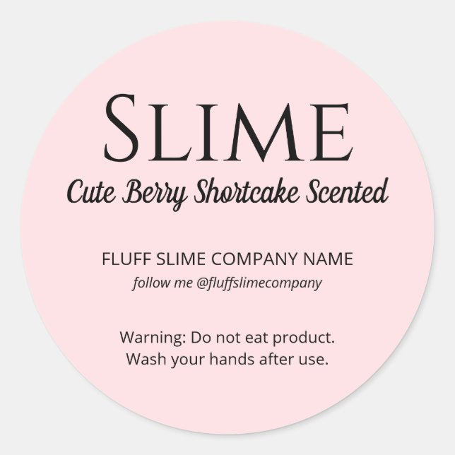 Modern Simple Minimal Pink Slime Product Label (Front)