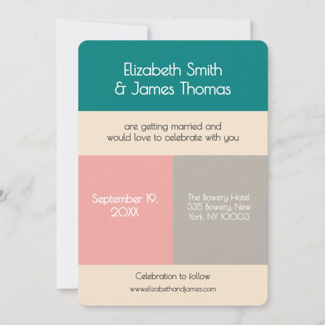 Modern Simple Minimal Urban Contemporary Wedding Invitation (Front)