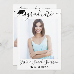 Modern Simple Minimalist 2 PHOTO Graduation Party Invitation