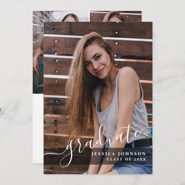 Modern Simple Minimalist 4 PHOTO Graduation Party Invitation (Front/Back)