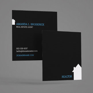 Modern simple minimalist black Real Estate Broker Square Business Card