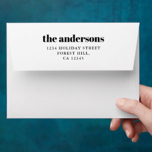 Modern Simple Minimalist Black & White Christmas Envelope