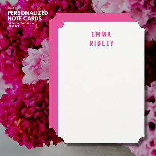 Modern Simple Minimalist Bold Hot Pink Monogram Card
